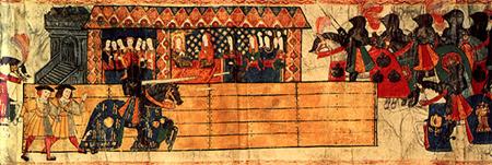 Henry VIII jousting in front of Catherine of Aragon in 1511, Westminster Tournament Roll