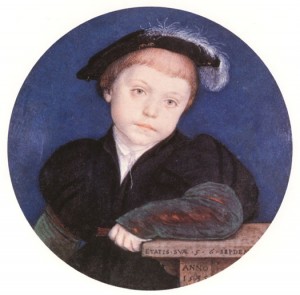 A miniature of Henry Brandon, 2nd Duke of Suffolk, by Hans Holbein the Younger.