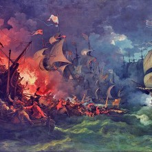 Defeat of the Spanish Armada at Gravelines, Philipp Jakob Loutherbourg the Younger. 