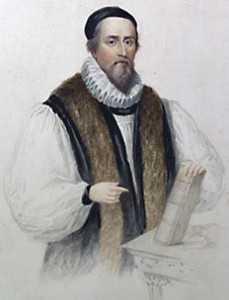 A hand-coloured stipple engraving of Bishop John Hooper by Henry Bryan Hall, after James Warren Childe
