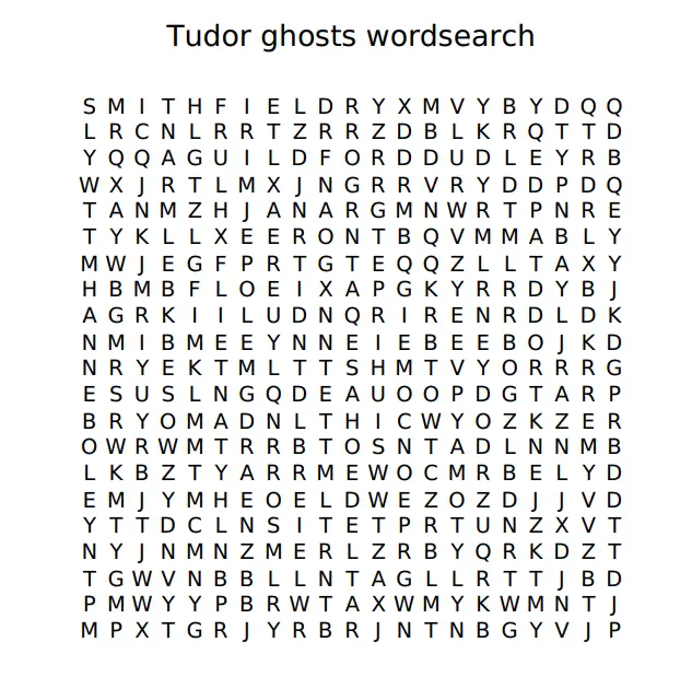 Tudor ghosts wordsearch The Tudor Society