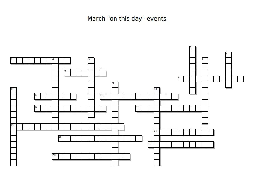 March "on this day" events crossword puzzle The Tudor Society