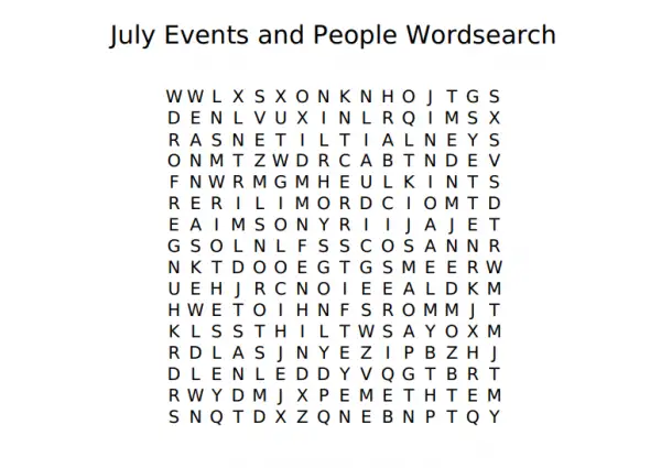 July Events and People Wordsearch  The Tudor Society