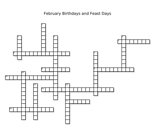 February Birthdays and Feast Days Crossword Puzzle - The Tudor Society