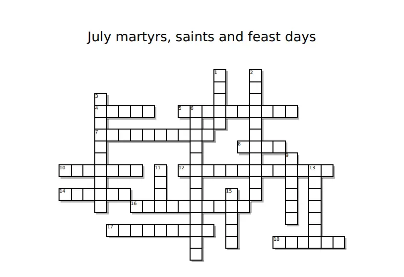 July martyrs, saints and feast days crossword puzzle The Tudor Society