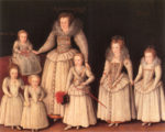 Barbara Sidney with six of her children, painted c. 1596 by Marcus Gheeraerts the Younger