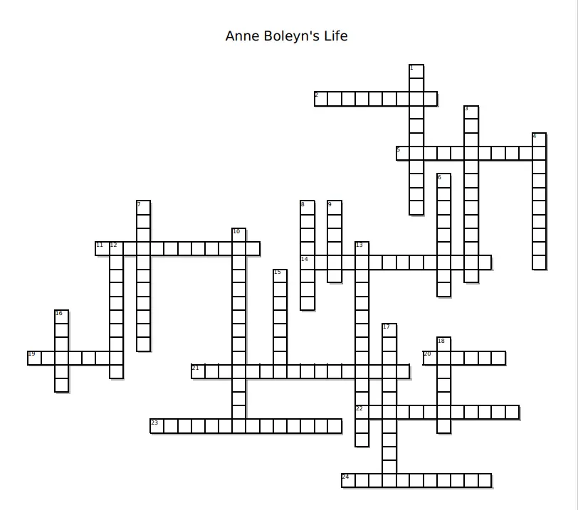 Anne Boleyn's Life Crossword Puzzle The Tudor Society