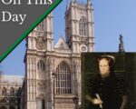 Photo of Westminster Abbey and a portrait of Mary I