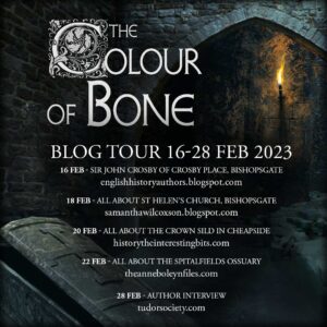 Poster for Toni Mount's blog tour for The Colour of Bone