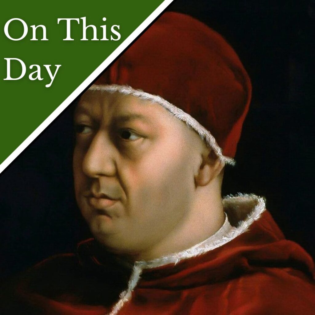 Detail from a portrait of Pope Leo X by Raphael