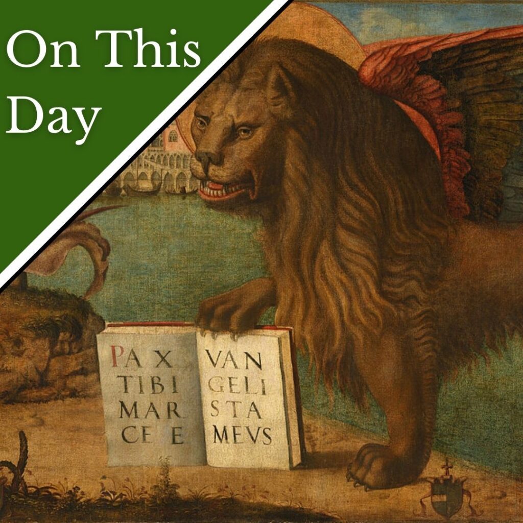 The winged lion, the symbol of St Mark the Evangelist