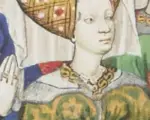 Part of an illustration from the 15th century Neville Book of Hours showing Cecily