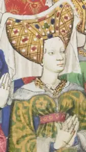 Part of an illustration from the 15th century Neville Book of Hours showing Cecily