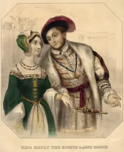 A vintage engraving of Henry VIII and Anne Boleyn