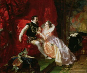 Leicester and Amy Robsart at Cumnor Hall (1866) by Edward Matthew Ward
