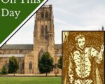 Durham Cathedral with an illustration of John Boste from "The Life and Times of Saint John Boste: Catholic Martyr of Durham 1544 - 1594" by Simon Webb