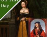 Portrait of Margaret Tudor by Daniel Mytens with a portrait of James IV also by Daniel Mytens