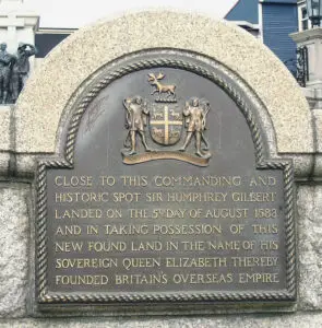 Plaque to Sir Humphrey Gilbert at St John's Harbour, Newfoundland