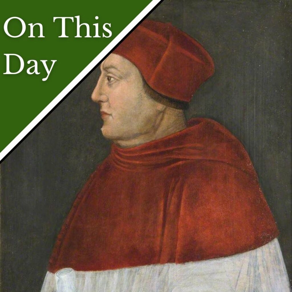A portrait of Cardinal Thomas Wolsey by an unknown artist, Trinity College, University of Cambridge.
