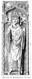Illustration of the effigy of Thomas Savage, Archbishop of York, from "The Cathedral Church of York" by A. Clutton-Brock.