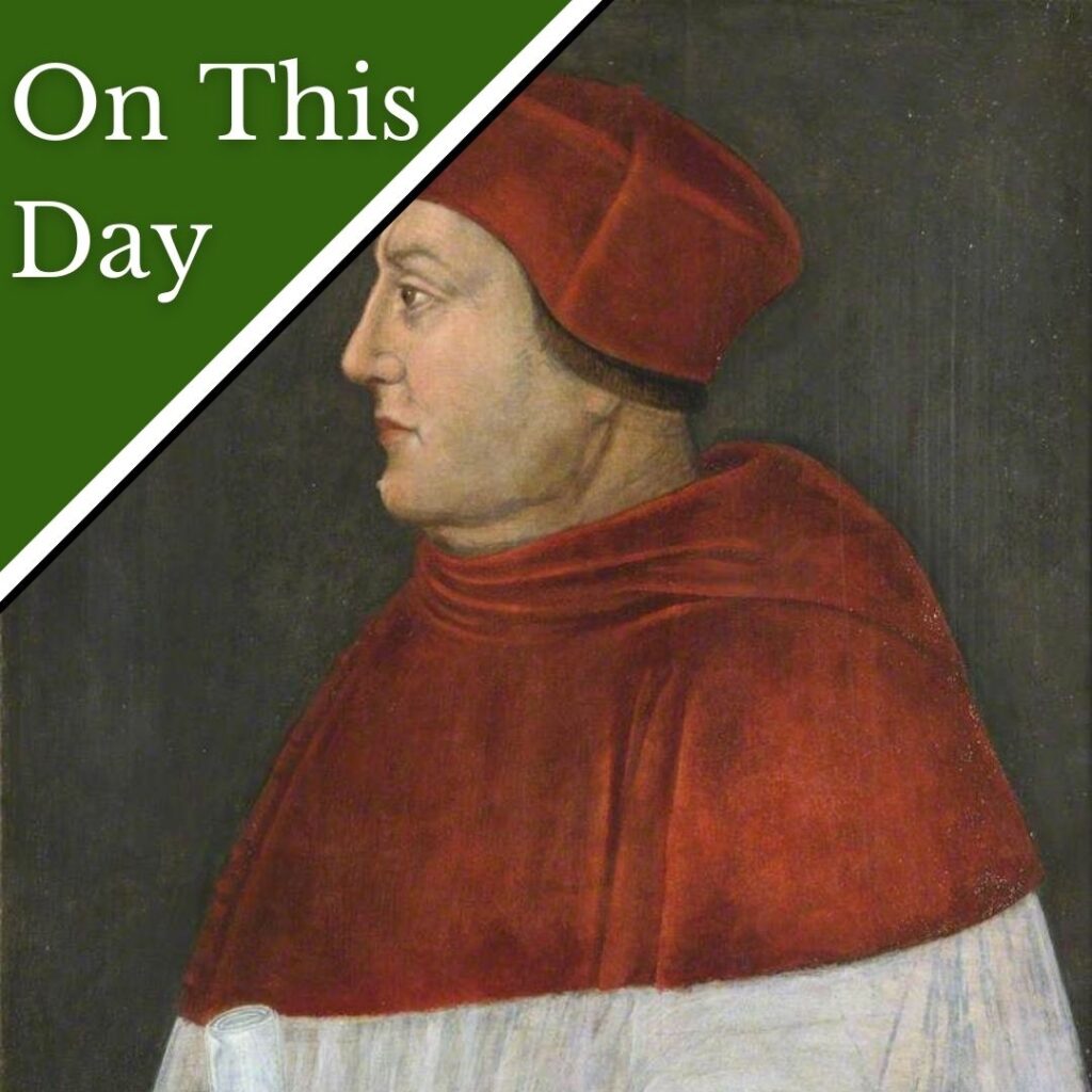 A portrait of Cardinal Thomas Wolsey by an unknown artist, Trinity College, University of Cambridge.