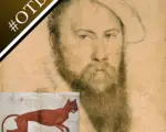 A portrait of Sir Thomas Wyatt the Elder by Holbein, and a sketch of Agnes Bowker's cat