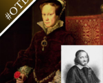 A portrait of Mary I and an engraving of Miles Coverdale
