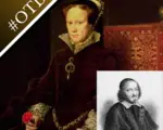 A portrait of Mary I and an engraving of Miles Coverdale