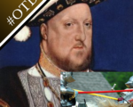 Holbein's portrait of Henry VIII along with a photo of jousting being re-enacted
