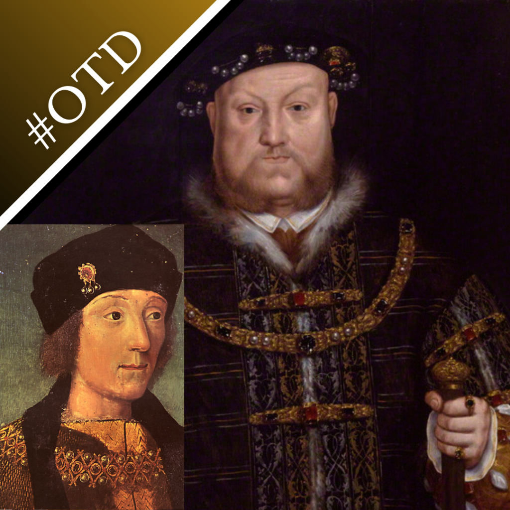 Portraits of an older Henry VIII and a younger Henry VII