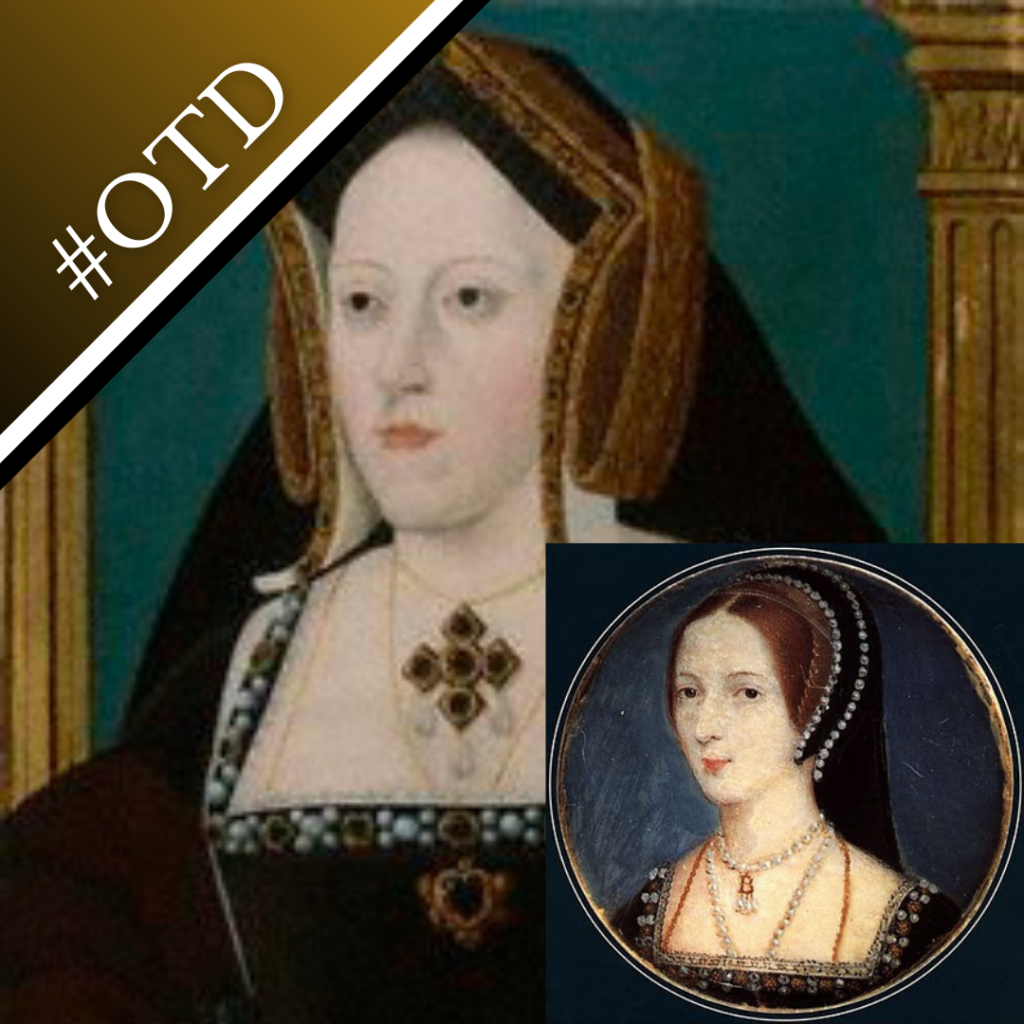 A portrait of Catherine of Aragon and a miniature of Anne Boleyn