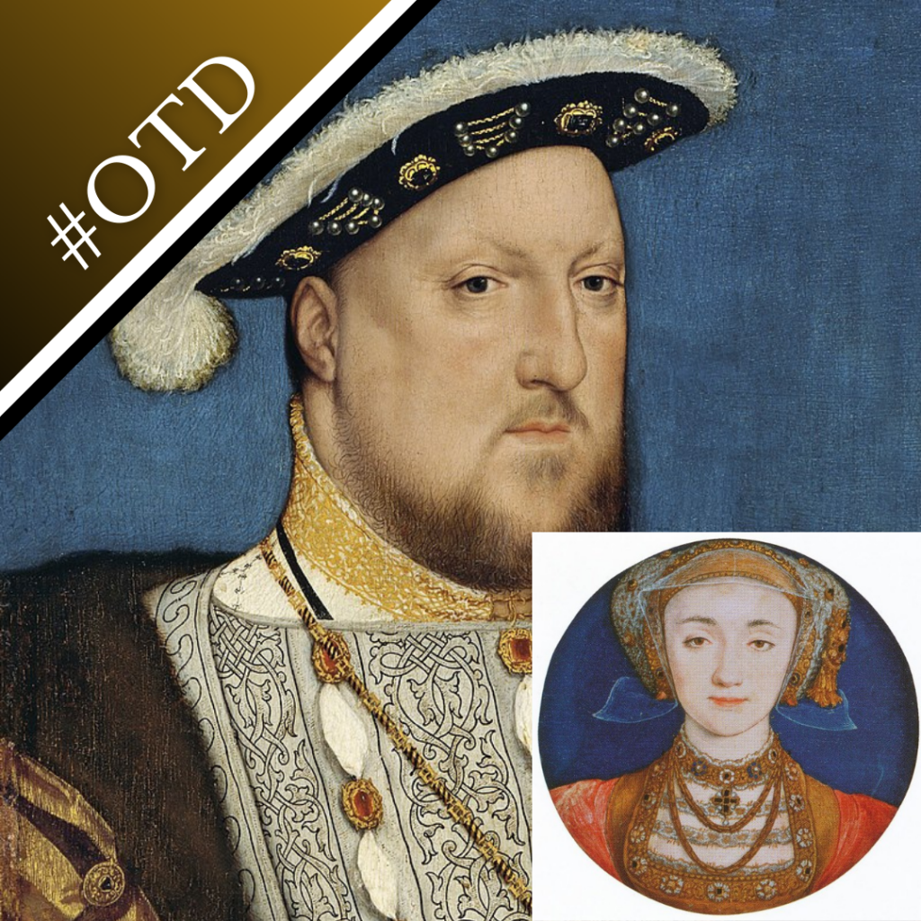 A portrait of Henry VIII and a miniature of Anne of Cleves, both by Holbein