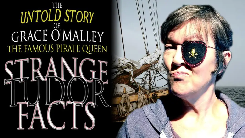 The thumbnail for my video on pirate queen Grace O'Malley showing me with a pirate eye patch