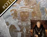 Thomas Boleyn's brass memorial and a photo of Thomas Boleyn from The Tudors series