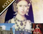 Portraits of Mary Tudor and a young Elizabeth I, and a photo of the Tower of London