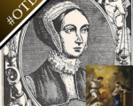 An engraving of St Margaret Clitherow and a painting of the Annunciation