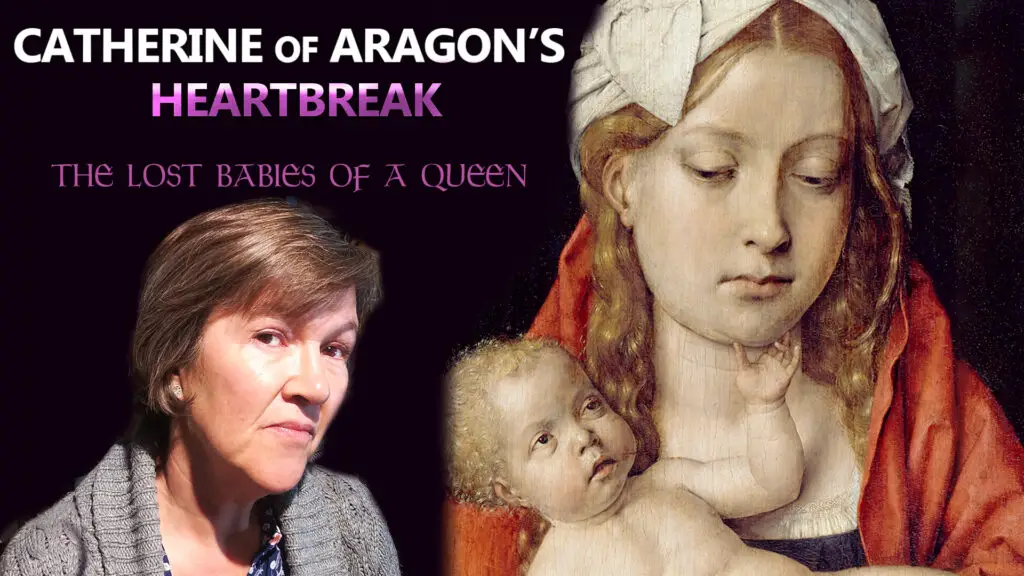Thumbnail for my video on Catherine of Aragon's stillbirths showing Michel Sittow's Madonna and Child