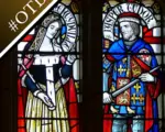 Photo of stained glass windows of Catherine Woodville and her second husband Jasper Tudor at Cardiff Castle, by Wolfgang Sauber