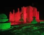 A lit up Hever Castle