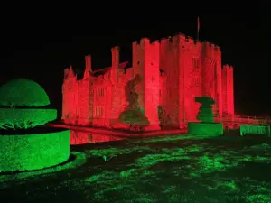A lit up Hever Castle